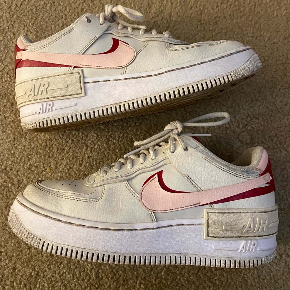 Nike AF1 Platform - Cream/Pink/Red Size 8